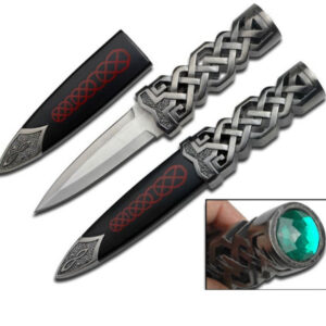 9" Green Jewel Ceremonial Celtic Boot Blade Dagger Knife