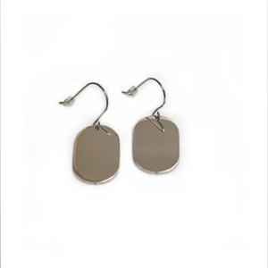 Dog Tag Earring Silver