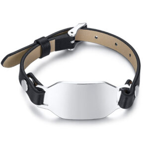 Mens Stainless Steel Adjustable Leather Bracelet
