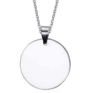 Stainless Steel Pendant Necklace Circular Dog Tag