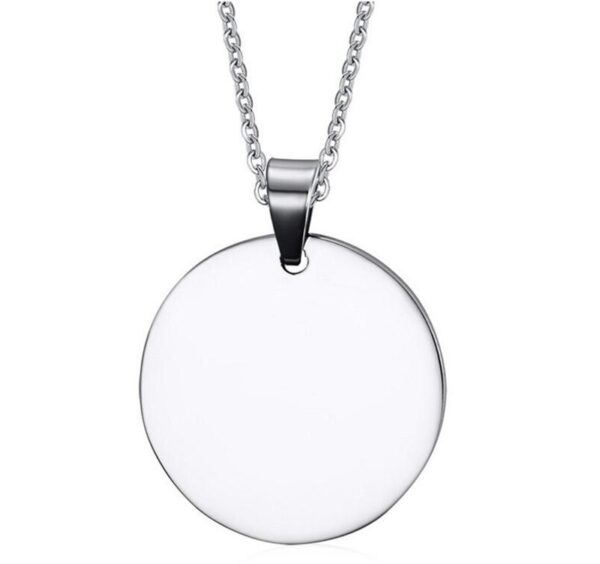 Stainless Steel Pendant Necklace Circular Dog Tag