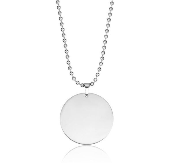 Stainless Steel Pendant Necklace Circular Dog Tag - Image 2