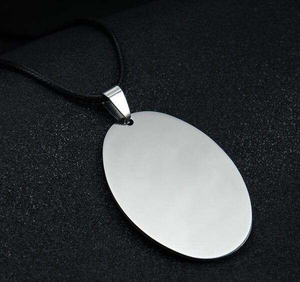 Stainless Steel Pendant Necklace Circular Dog Tag - Image 3