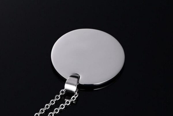 Stainless Steel Pendant Necklace Circular Dog Tag - Image 4