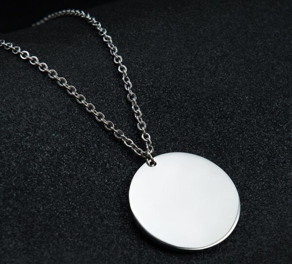 Stainless Steel Pendant Necklace Circular Dog Tag - Image 5