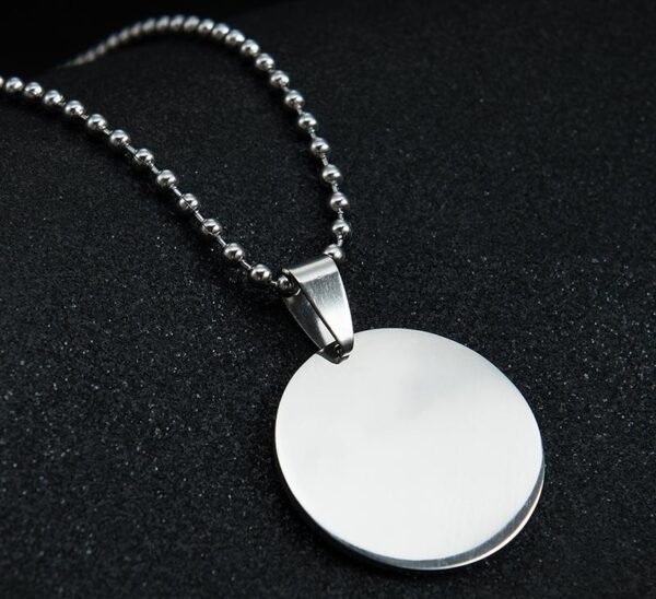 Stainless Steel Pendant Necklace Circular Dog Tag - Image 6