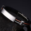 Unisex Stainless Steel Silver & Rose Leather Bracelet - Image 3
