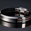 Unisex Stainless Steel Silver & Rose Leather Bracelet - Image 5